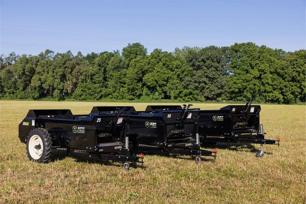 ABI Attachments 25 50 65 Cubic Foot Ground Driven Manure Spreader Family