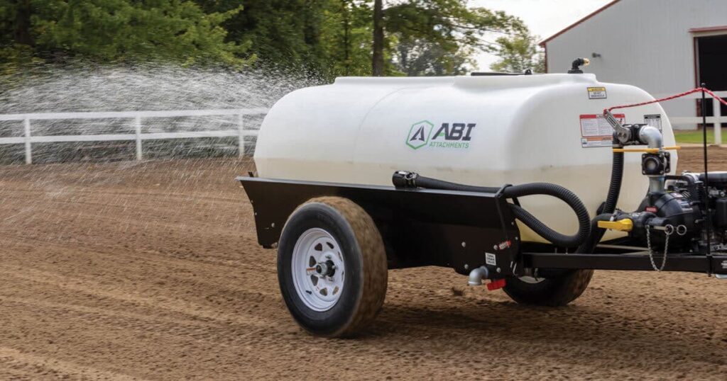 ABI Water Trailer pump spraying water.