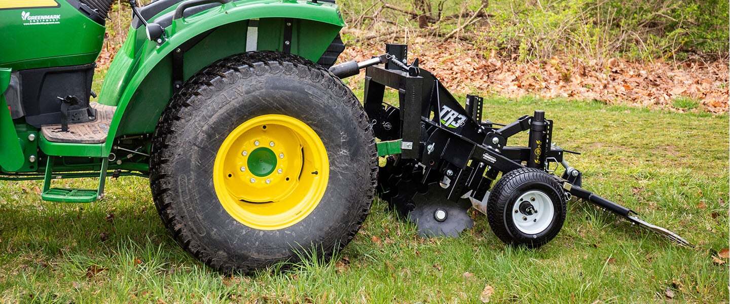 ABI Attachments TR3 Landscape Rake with the Food Plot Disc attachment