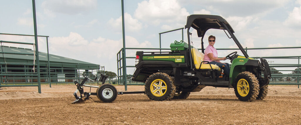 ABI Attachments Arena Rascal Pro being used as an arena drag attached to a UTV in an outdoor arena