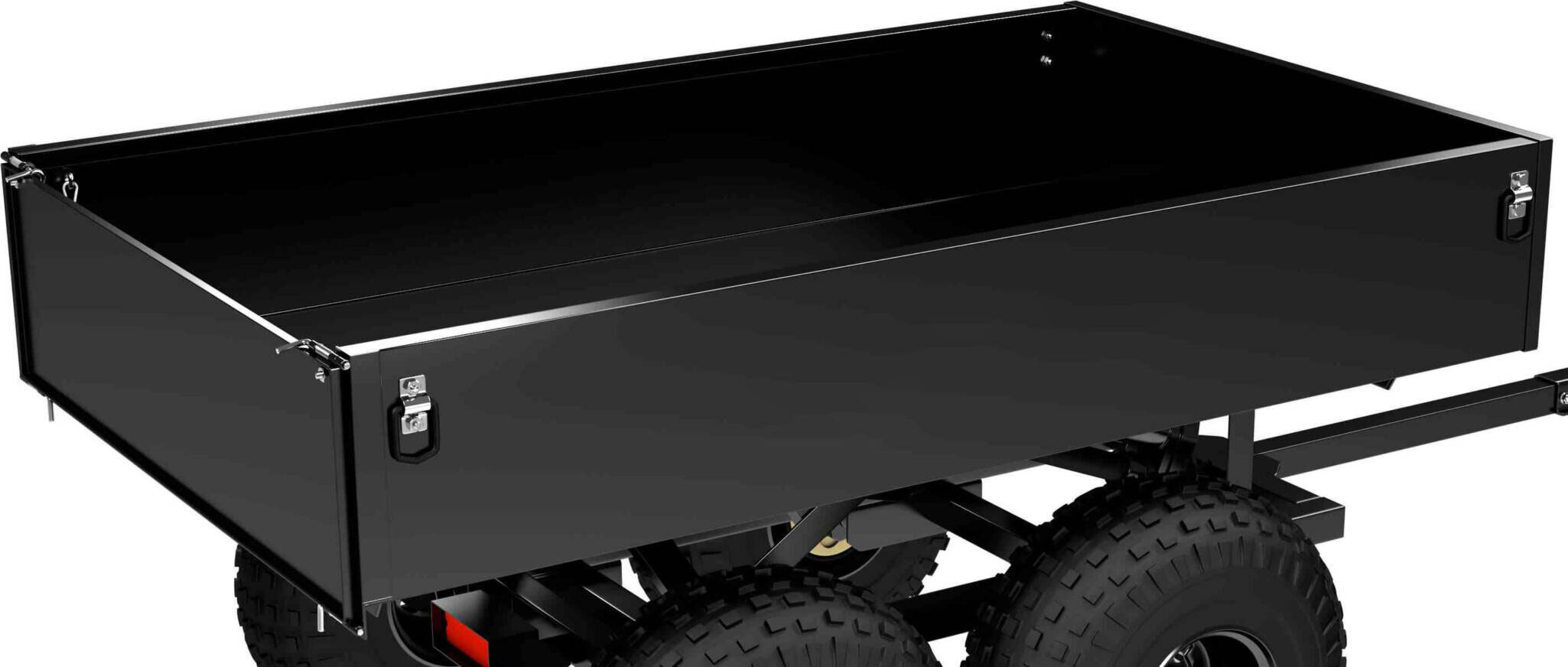 Welded Steel Dump Bed | 22.8 cu. ft. - 14ga (Struck Rated - Heap For More Capacity) - The dump bed of the Workman ATV utility trailer is constructed of fully welded 14 gauge steel and is completely powder coated along with extra reinforced welds and supports where it is needed.