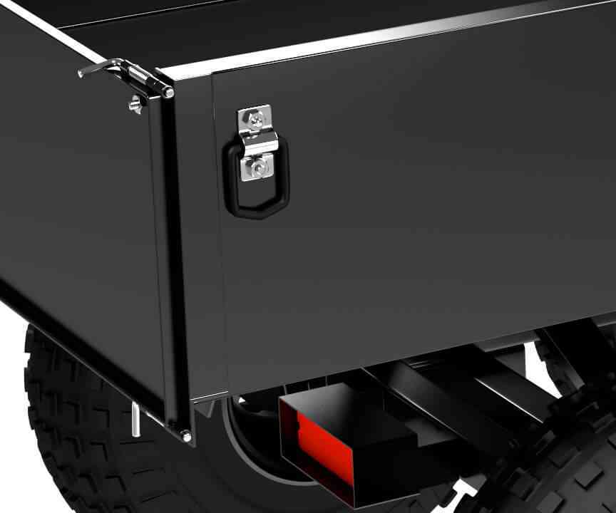 D-Ring For Tie-Downs - For convenience and safety the Workman ATV Trailer comes standard with 4 “D-Ring” tie-downs. They are coated in order to not damage the powder coating or clang on the side of the trailer.