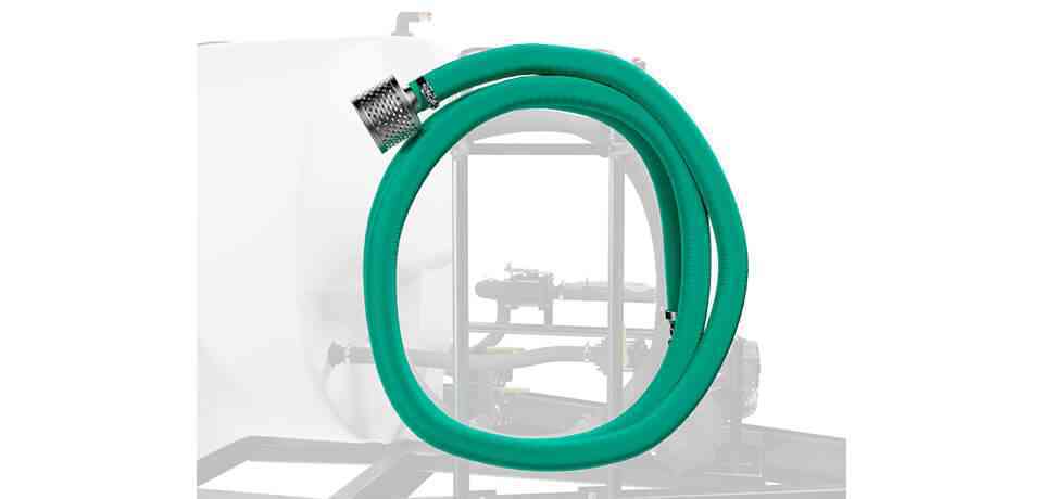 Quick Fill System - For water trailers equipped with a motor and pump, the available quick-fill system allows easy filling of the tank from a pond or other available water source in mere minutes. These hoses feature quick couplers and conveniently stores on the carrying rack.
