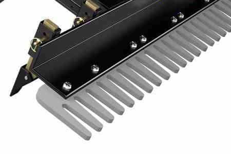 HD Finish Rake - The 3/4″-thick hardened-steel rake gives the SR1 finesse and strength. Push forward to clear vegetation & debris and pull backward to smash dirt clods and leave an ideal seed- or sod-ready finish. Replaceable in 1′ sections.