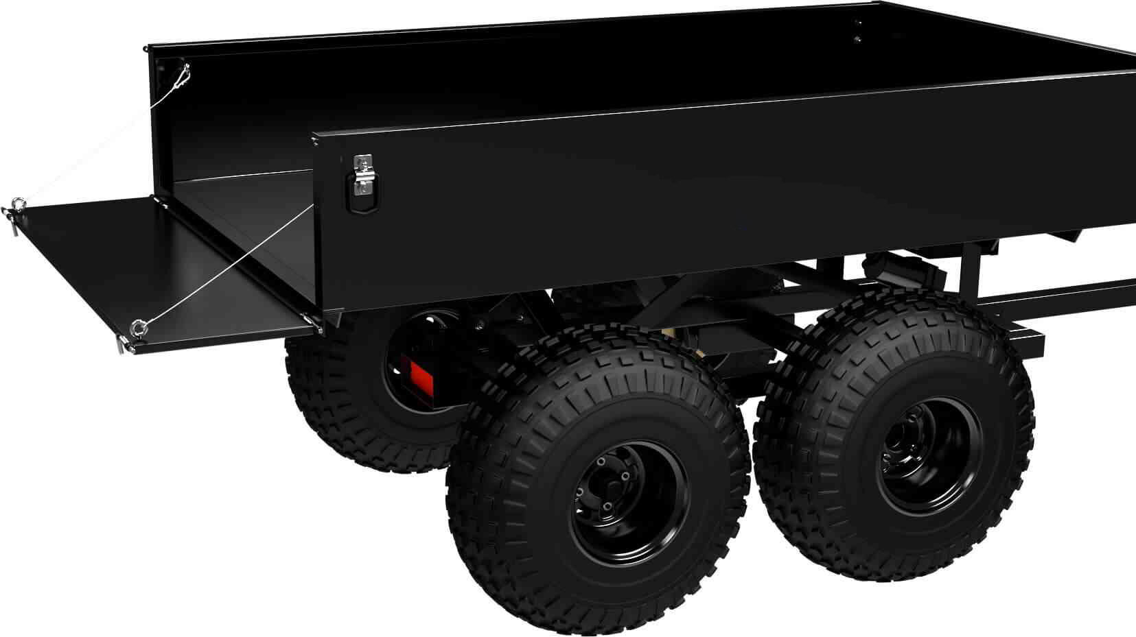 ABI Workman XL - Tailgate (fold down) - Top 2 pins released and bottom two connected – Use for easy unloading by hand.