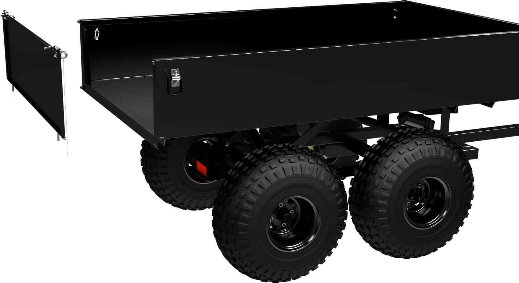 ABI Workman XL - Tailgate (open bed) - All 4 pins removed – Use to load and haul large objects. Also useful for unloading when tailgate is in the way.