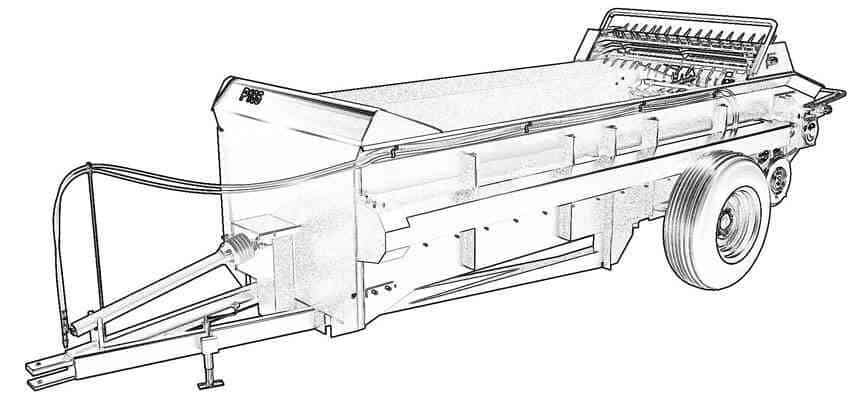Line Drawing - 185ft PTO Manure Spreader