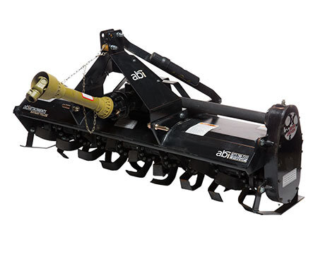 The ABI Command Tiller is a heavy-duty, 3-point hitch implement designed for tractors to perform deep tilling, soil decompacting, and seedbed preparation. Key features include a speed-reduction gearbox, a robust hexagonal drive shaft, and an adjustable, center-mount design that allows for efficient, high-torque soil manipulation.