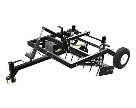 ABI Gravel Grader®, a pull-behind attachment designed for lawn tractors and zero-turn mowers. They also have other, more heavy-duty grading tools suitable for ATVs, UTVs, and tractors.