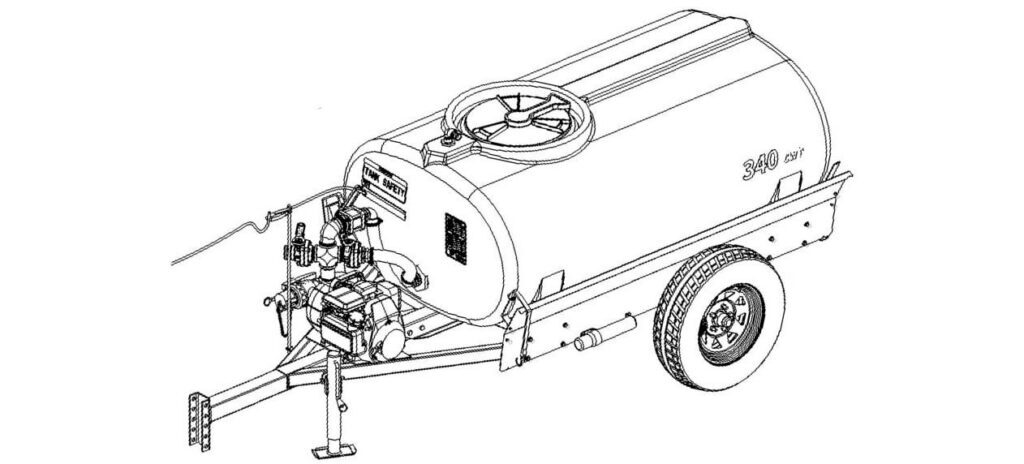 Line Drawing (Sketch) - 340 Gallon Compact Water Trailer