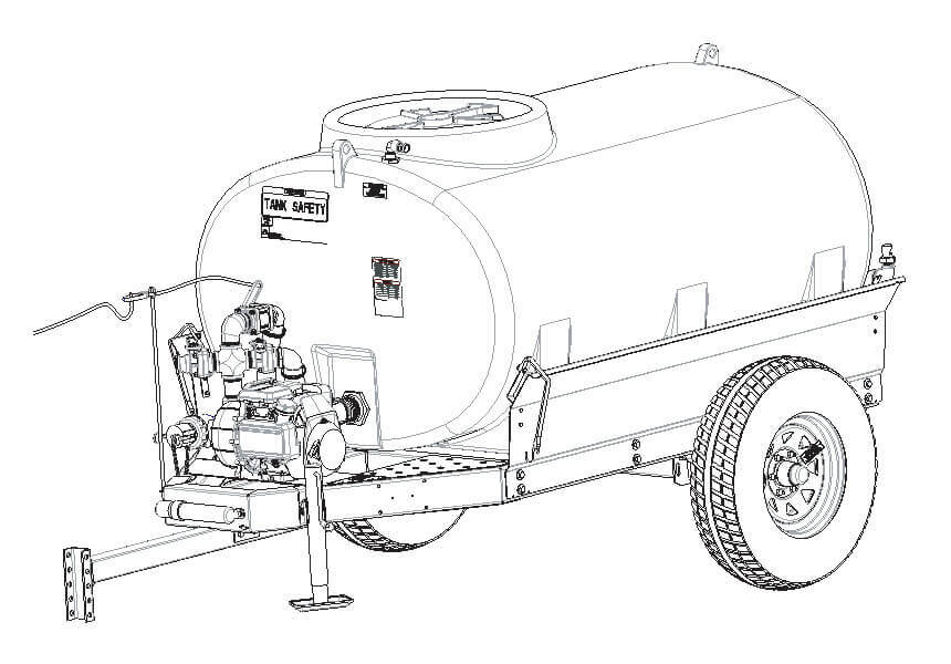 Line Drawing (Sketch) - 550 Gallon Compact Water Trailer