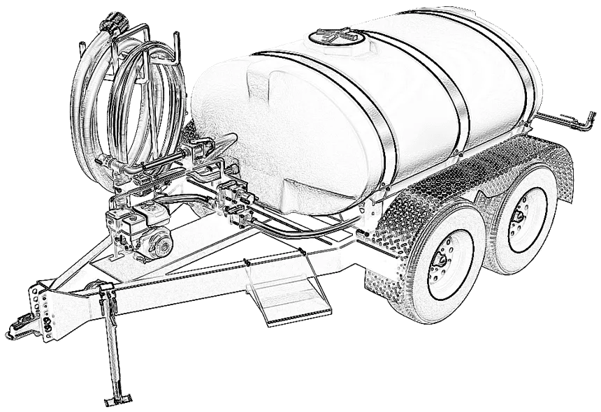 Line Drawing (Sketch) - 500 Gallon DOT Water Trailer